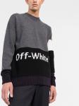 Джемпер вязки интарсия с логотипом Off-White, серый - фото 3