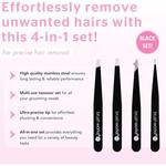 Комплект пинцетов HD 4 Piece Combination Black - фото 2