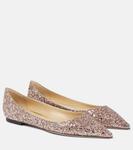 Блестящие балетки Love Jimmy Choo, розовый - фото