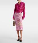 Юбка миди с принтом Dries Van Noten, фуксия - фото 2