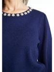 Женский свитер с жемчугом в темно-синем цвете Usha - фото 5