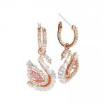 Swarovski Кристальные, цирконовые серьги унисекс pink - фото 4