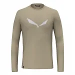 Футболка Salewa Solid Logo Dry long sleeve, бежевый - фото