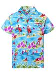 Рубашка King Kameha Flamingos, бирюзовый - фото