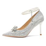 Ainer-cat Ainer cat Slim Heel High Heels 8cm Women's Silver - фото 5