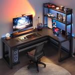 Угловой компьютерный стол Shuke Art 120x80 см L-образной формы, правая ориентация, без полок, черный карбон - фото