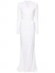 Креповое платье макси с драпировкой Talbot Runhof, белый - фото