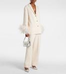 Твидовый пиджак Mossi с отделкой из перьев Valentino, Natural - фото 2