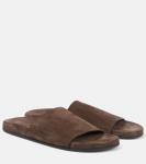 Хью замшевые шлепанцы The Row, Lacquer Brown - фото