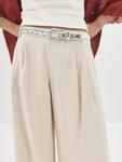Широкие брюки со складками спереди Pull&Bear, песочный - фото 4