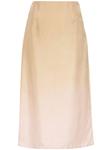 Шелковая юбка с эффектом градиента Prada, бежевый - фото