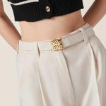 Брюки с поясом MIU MIU, нейтрального цвета - фото 7