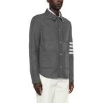 Полосатый детализированный жакет на пуговицах THOM BROWNE, серый - фото 5