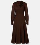 Платье миди Avara из шерстяного твила с драпировкой Emilia Wickstead, Cinnamon - фото