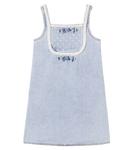 Джинсовое платье с бантом Self-Portrait Kids, светло-синий - фото