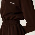 Мини-платье из хлопкового пике MIU MIU, какао коричневый - фото 5