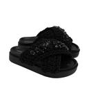 Шлепанцы женские Inuikii декорированные камнями, черный - фото 3