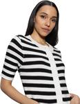 Платье Sanctuary Button Front Knitted Dress, цвет Chalk/Black Stripe - фото 3