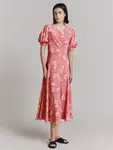 Платье Ghost Lainey Floral Print Puff Sleeve Midi, цвет pink/multi - фото 2
