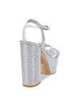 Босоножки на платформе с декором от Miami Stuart Weitzman, серебряный - фото 3