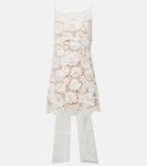 Мини-платье с кружевом и бантом Self-Portrait, белый - фото