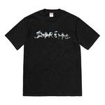 Футболка fw18 liquid tee black silver logo short sleeve Supreme, черный - фото