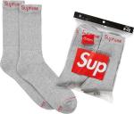Носки Supreme x Hanes Crew (4 Pack) 'Heather Grey', серый - фото