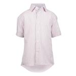 Мальчиковая рубашка с коротким рукавом в клетку slim fit Elie Balleh, Red - фото