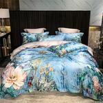 Generic Комплект постельного белья сатин дышащий цветочный - фото