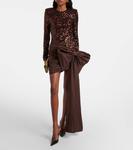 Мини-платье с бантом и пайетками Rotate, Chicory Coffee - фото 2