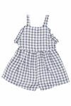 Голубая клетчатая комбинезон B - фото