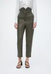 Брюки из веганской кожи aster Bardot, Olive - фото