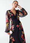 Платье BWLDR JOANNAH MIDI, Hibiscus Floral/Black - фото 4