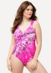 Купальник ABSTRACT PRINT PLEATED STRAP CUTOUT Ulla Popken, розовый - фото 4