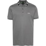 Поло с логотипом HUGO BOSS, серый - фото