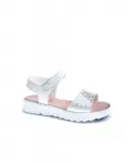 Сандалии кожаные для девочек с застежкой-липучкой Pablosky, белый - фото