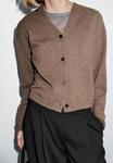 Кардиган Massimo Dutti V-NECK BUTTONED KNIT, Brown - фото 3
