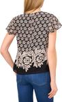 Топ CeCe Short Flutter Sleeve Crew Neck Top, Rich Black - фото 2