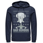 Мужская толстовка с капюшоном Губка Боб Квадратные Штаны Squidward Bah Humbug Ugly Christmas Graphic Nickelodeon, синий - фото