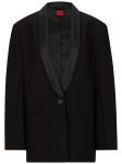 HUGO блейзер с лацканами-шалькой и нашивкой-логотипом, черный - фото