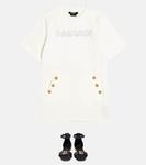 Платье из хлопкового джерси с пуговицами Balmain, белый - фото 2