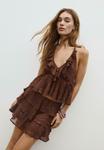 Юбка Stradivarius EMBROIDERED WITH RUFFLES, Dark Brown - фото 5