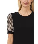 Топ CeCe Puff Sleeve Mix Media Knit Top, Rich Black - фото 3