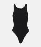 Пирсингованный хлопковый боди Mugler, черный - фото