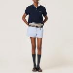 Полосатые шорты из шамбри MIU MIU, синий - фото 3