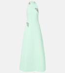 Платье Присциллы из крепа с декором Safiyaa, Brook Green With Silver - фото