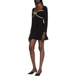 Чёрное мини-платье с длинными рукавами и детализированным бантом Self-portrait - фото 5