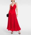 Юбка макси из плиссированного крепа Balmain, Rouge - фото 2