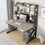 Компьютерный стол Xinmeikai 80x60x170 см с полкой, черная рама + карбон - фото 8