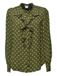 Блузка с оборками в горошек ASPESI, зеленый - фото
